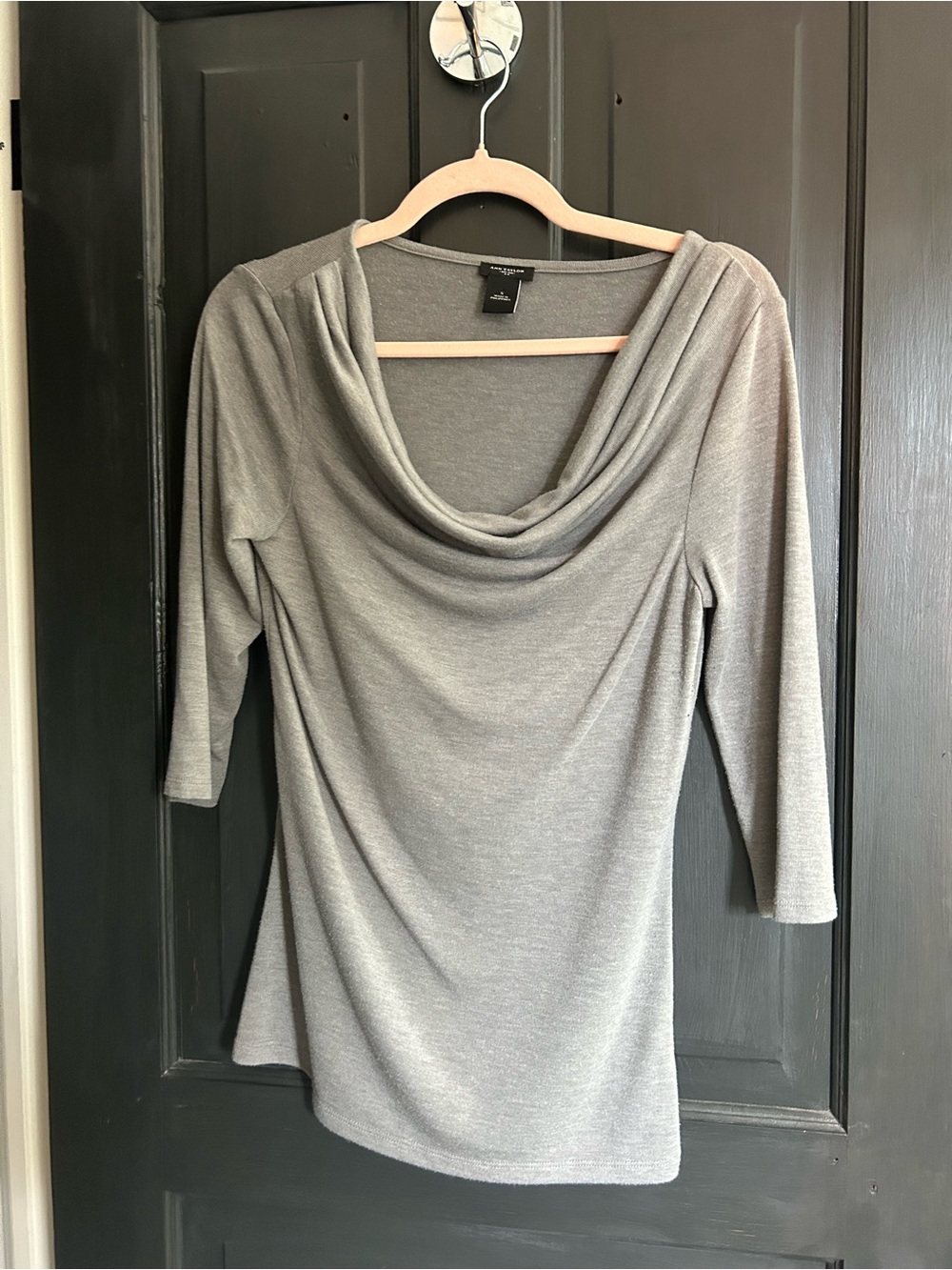 Ann Taylor Gray Draped Cowl Neck Top